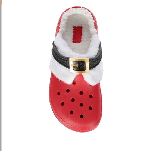 CROCS Shoes - CROCS Christmas Red Slippers with Black Buckle Woman’s 6 Mens 4 NWT